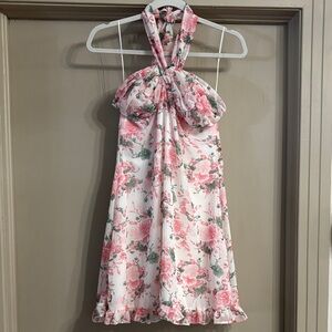 Blue Blush Pink and Green Floral Dress